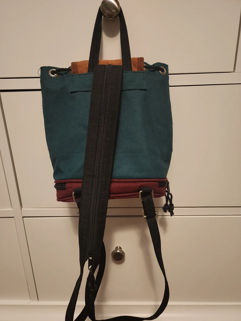 Vintage Y2K 90s Mini Backpack Shoulder Bag Suede Canvas, Green